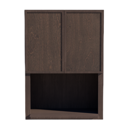 SM-WM3042: Mocha Brown Slim Shaker 30"W x 42"H 2 Door & 1 Shelf Wall Built-in Microwave Cabinets