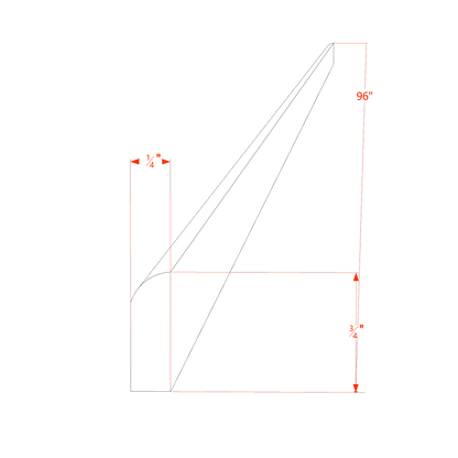 TW-SM8-S: Creamy White Shaker 96"W x 3/4"H x 1/4"D Scribe Molding