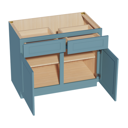 TG-B42: Soft Green Shaker 42" 2 Drawers 2 Doors Standard Base Cabinet