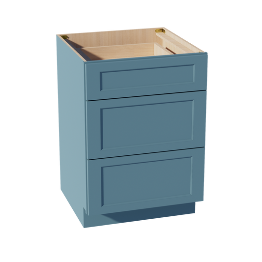 TG-DB24: Soft Green Shaker 24" 3 Drawers Base Cabinet