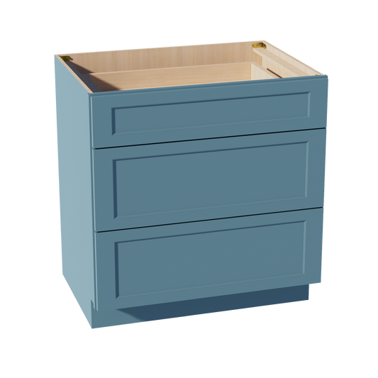 TG-DB33: Soft Green Shaker 33" 3 Drawers Base Cabinet