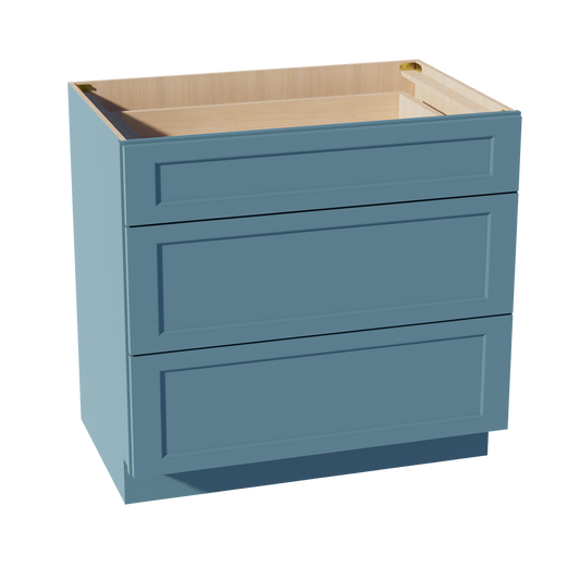 TG-DB36: Soft Green Shaker 36" 3 Drawers Base Cabinet