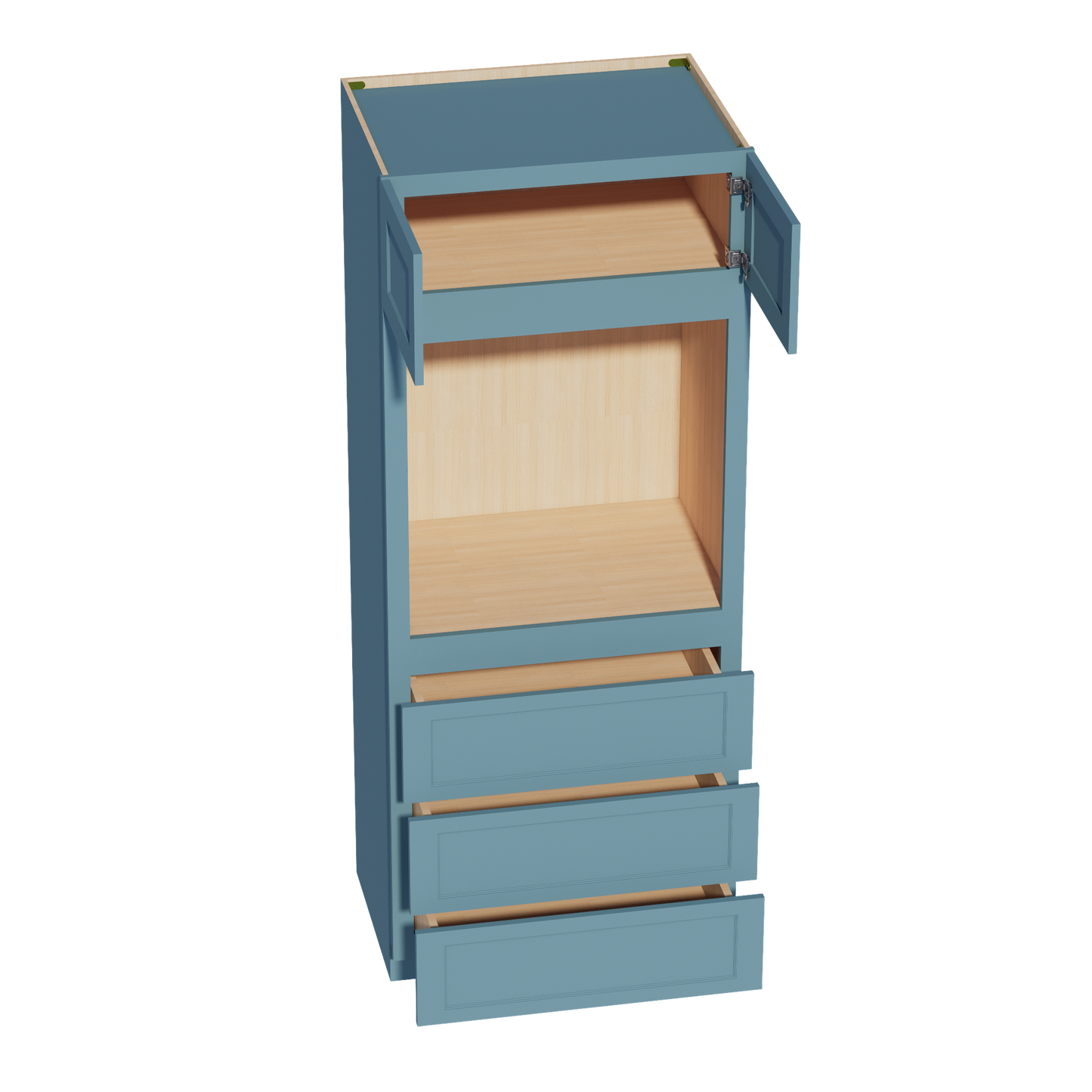 TG-OC3384: Soft Green Shaker 33"W x 84"H x 24"D 2 Doors & 3 Drawers Tall Oven Shelf Cabinets