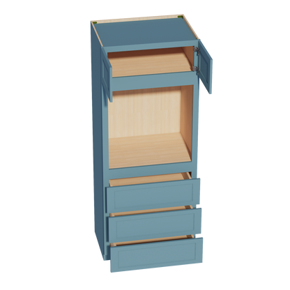 TG-OC3384: Soft Green Shaker 33"W x 84"H x 24"D 2 Doors & 3 Drawers Tall Oven Shelf Cabinets