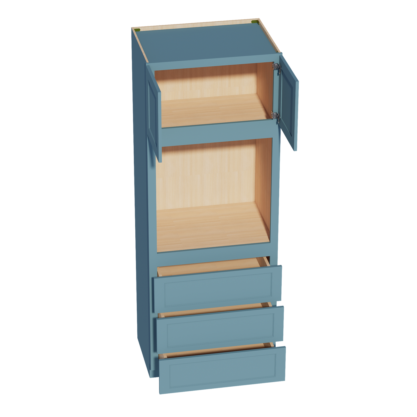 TG-OC3390: Soft Green Shaker 33"W x 90"H x 24"D 2 Doors & 3 Drawers Tall Oven Shelf Cabinets