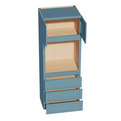 TG-OC3390: Soft Green Shaker 33"W x 90"H x 24"D 2 Doors & 3 Drawers Tall Oven Shelf Cabinets