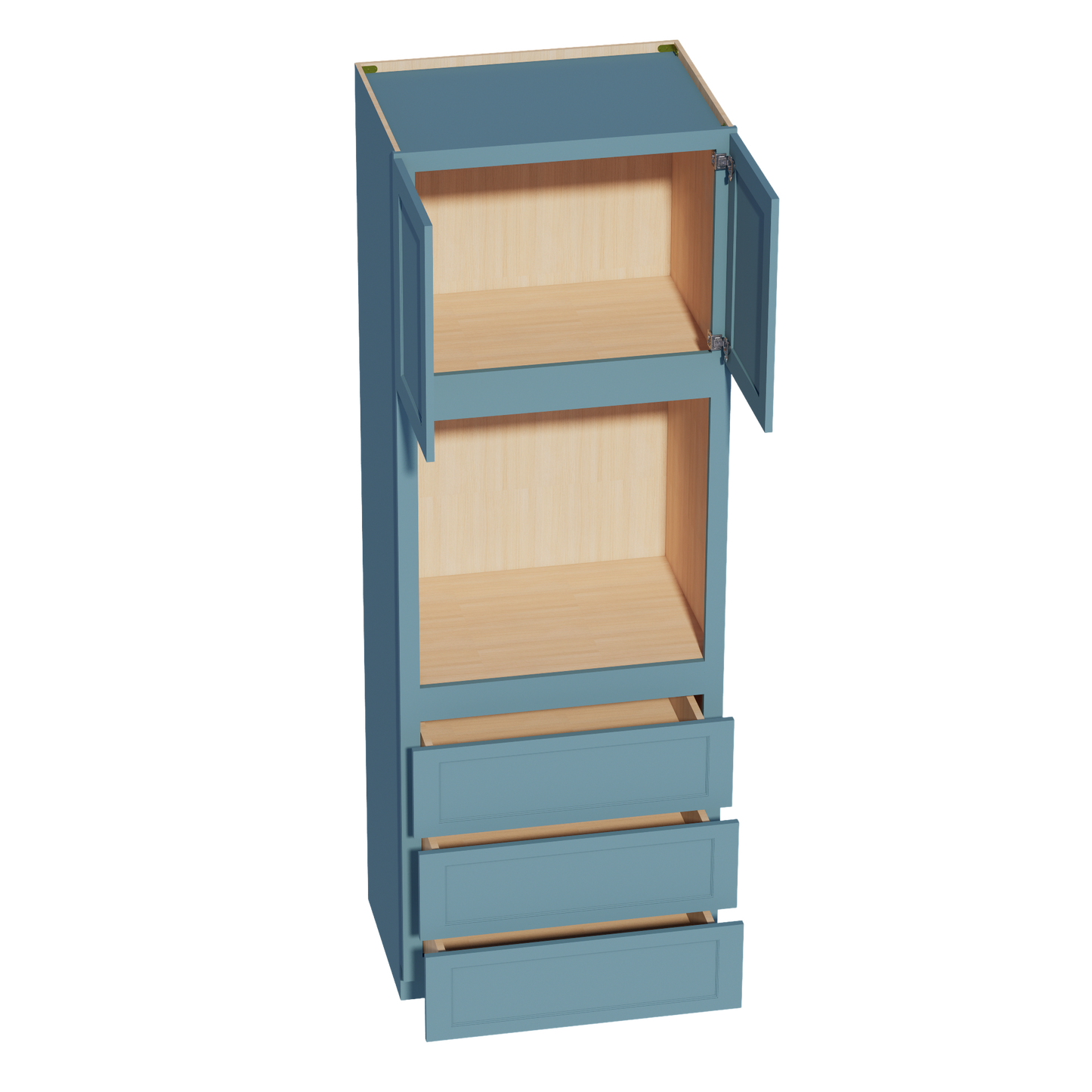 TG-OC3396: Soft Green Shaker 33"W x 96"H x 24"D 2 Doors & 3 Drawers Tall Oven Shelf Cabinets