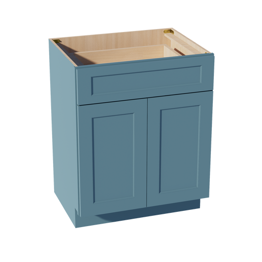 TG-VB2721: Soft Green Shaker 27"W x 34-1/2"H x 21"D 2 Doors & 1 Drawer Double Door Vanity Base Cabinets