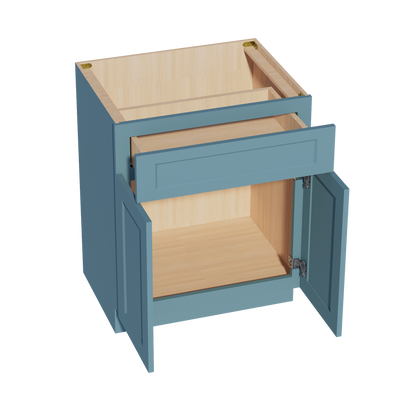 TG-VB2721: Soft Green Shaker 27"W x 34-1/2"H x 21"D 2 Doors & 1 Drawer Double Door Vanity Base Cabinets