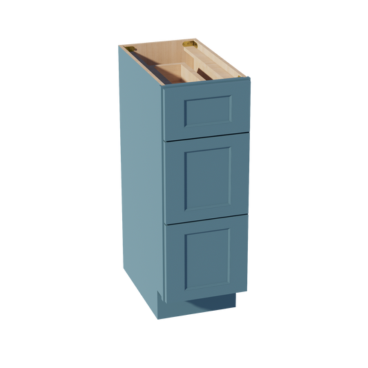 TG-VDB1221: Soft Green Shaker 12"W x 34-1/2"H x 21"D  3 Drawers Vanity Base Cabinets