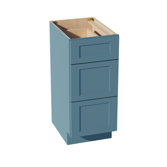 TG-VDB1521: Soft Green Shaker 15"W x 34-1/2"H x 21"D  3 Drawers Vanity Base Cabinets