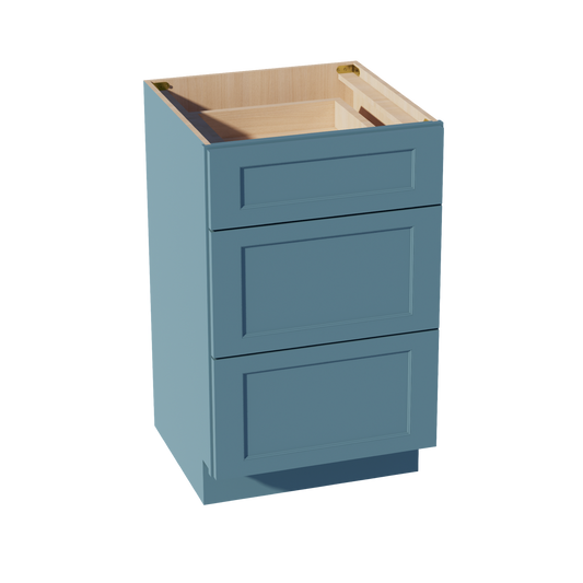 TG-VDB2121: Soft Green Shaker 21"W x 34-1/2"H x 21"D  3 Drawers Vanity Base Cabinets