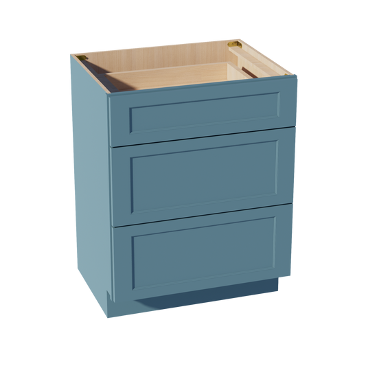 TG-VDB2721: Soft Green Shaker 27"W x 34-1/2"H x 21"D  3 Drawers Vanity Base Cabinets