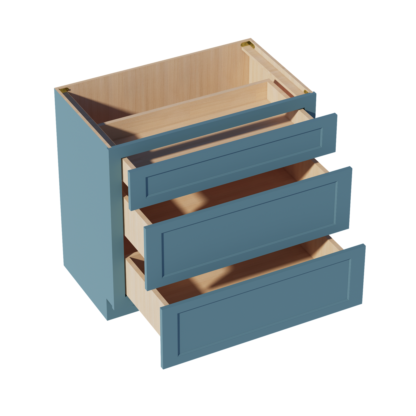 TG-VDB3621: Soft Green Shaker 36"W x 34-1/2"H x 21"D  3 Drawers Vanity Base Cabinets