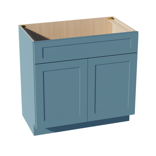 TG-VSB3621: Soft Green Shaker 36"W x 34-1/2"H x 21"D 2 Doors & 1 False Drawer Vanity Sink Base Cabinets