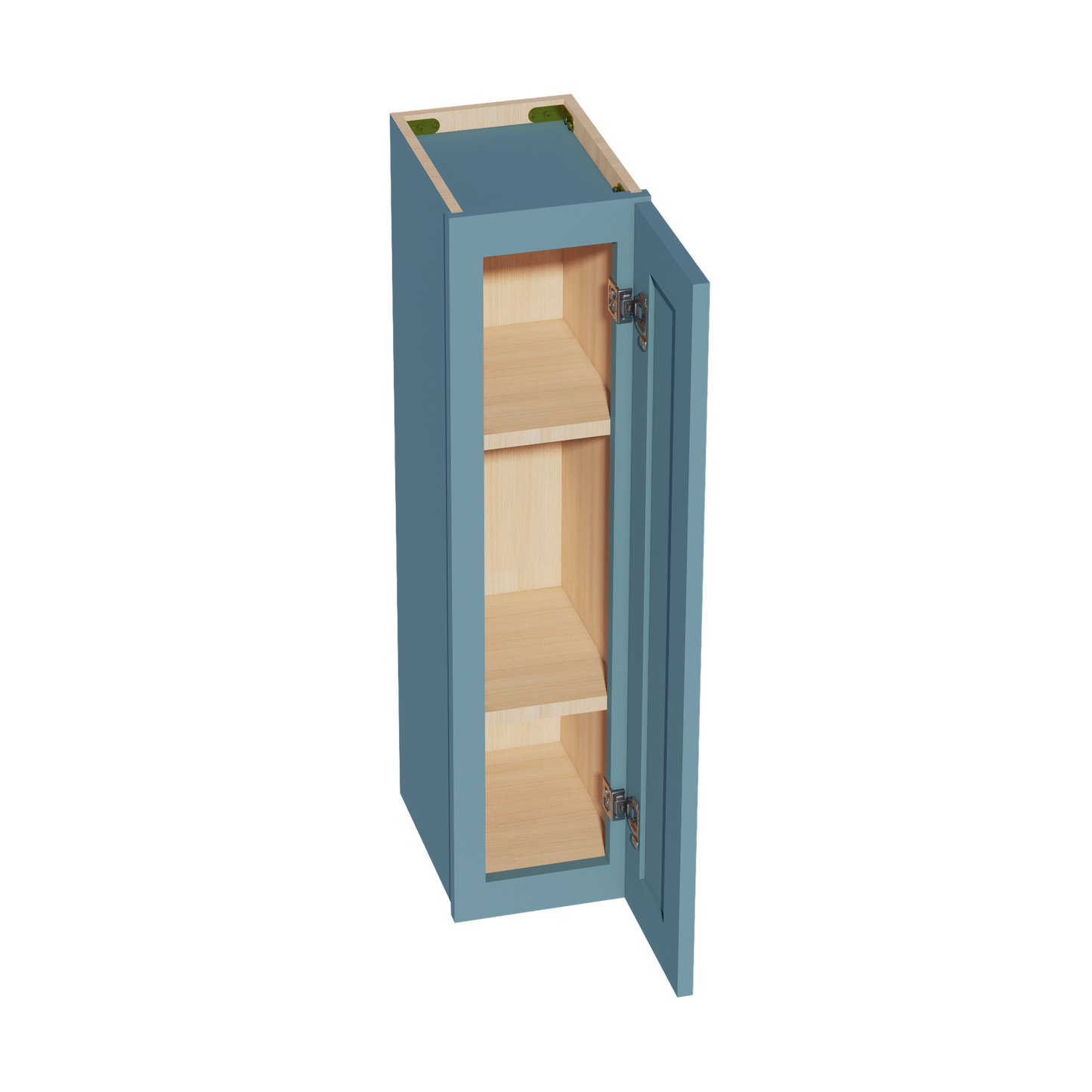 TG-W0936: Soft Green Shaker 09"W x 36"H 1 Door & 2 Shelves Standard Wall Cabinet