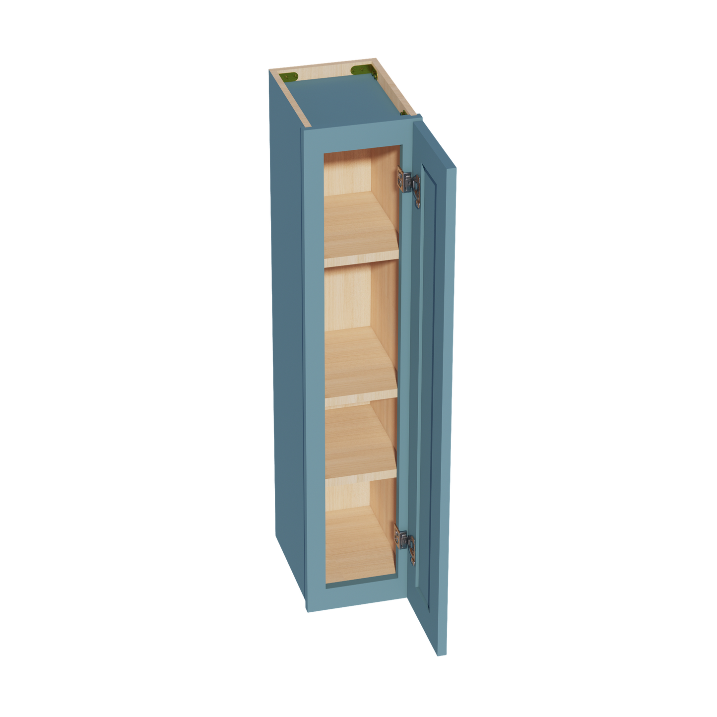 TG-W0942: Soft Green Shaker 09"W x 42"H 1 Door & 3 Shelves Standard Wall Cabinet