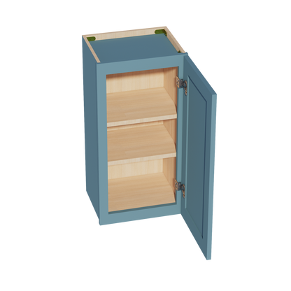 TG-W1530: Soft Green Shaker 15"W x 30"H 1 Door & 2 Shelves Standard Wall Cabinet