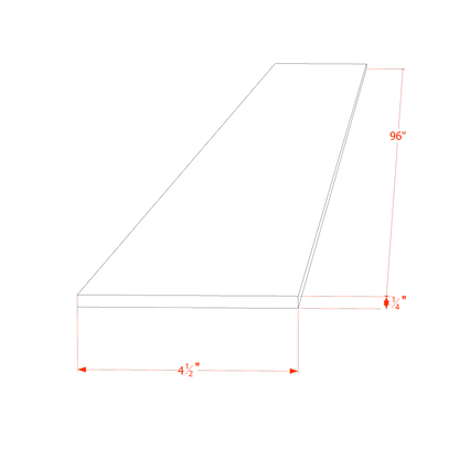 HLG-TK8: Light Gray Shaker 96"W x 4-1/2"H x 1/4"D Toe Kick Plate