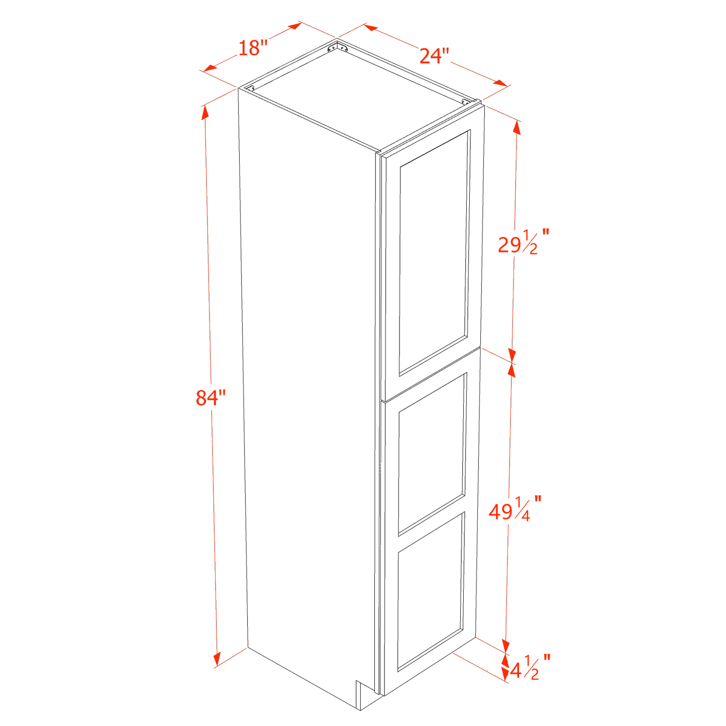 SM-TP1884: Mocha Brown Slim Shaker 18"W x 84"H x 24"D 2 Doors & 5 Shelves Tall Shelf Pantry Cabinets