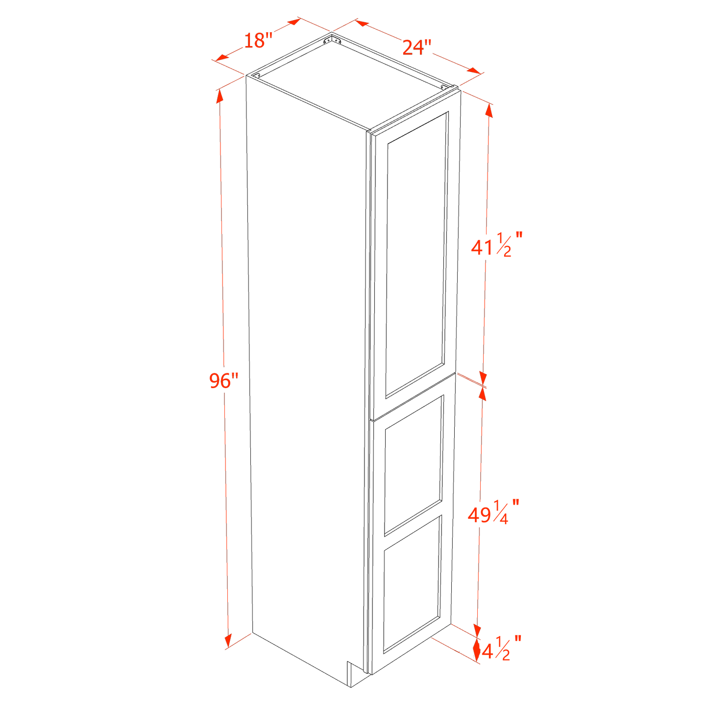 HLG-TP1896: Light Gray Shaker 18"W x 96"H x 24"D 2 Doors & 6 Shelves Tall Shelf Pantry Cabinets