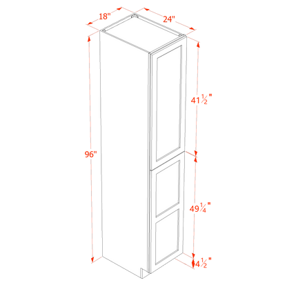 HLG-TP1896: Light Gray Shaker 18"W x 96"H x 24"D 2 Doors & 6 Shelves Tall Shelf Pantry Cabinets