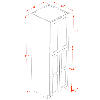 HF-TP2484: Frost White Shaker 24"W x 84"H x 24"D 5 Door & 5 Shelves Tall Shelf Pantry Cabinets