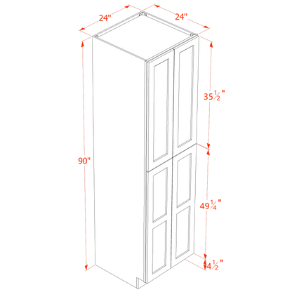 SM-TP2490: Mocha Brown Slim Shaker 24"W x 90"H x 24"D 4 Door & 5 Shelves Tall Shelf Pantry Cabinets