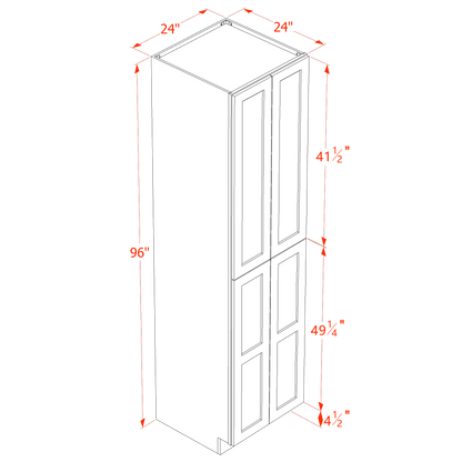 SM-TP2496: Mocha Brown Slim Shaker 24"W x 96"H x 24"D 4 Door & 6 Shelves Tall Shelf Pantry Cabinets