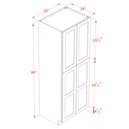 TG-TP3084: Soft Green Shaker 30"W x 84"H x 24"D 4 Door & 5 Shelves Tall Shelf Pantry Cabinets