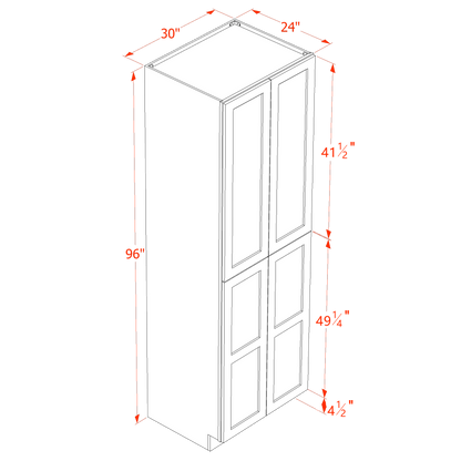 SM-TP3096: Mocha Brown Slim Shaker 30"W x 96"H x 24"D 2 Doors & 6 Shelves Tall Shelf Pantry Cabinets