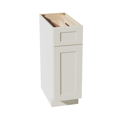 TW-B12: Creamy White Shaker 12" 1 Drawer 1 Door Standard Base Cabinet