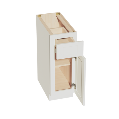 TW-B12: Creamy White Shaker 12" 1 Drawer 1 Door Standard Base Cabinet