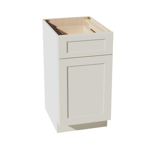 TW-B18: Creamy White Shaker 18" 1 Drawer 1 Door Standard Base Cabinet