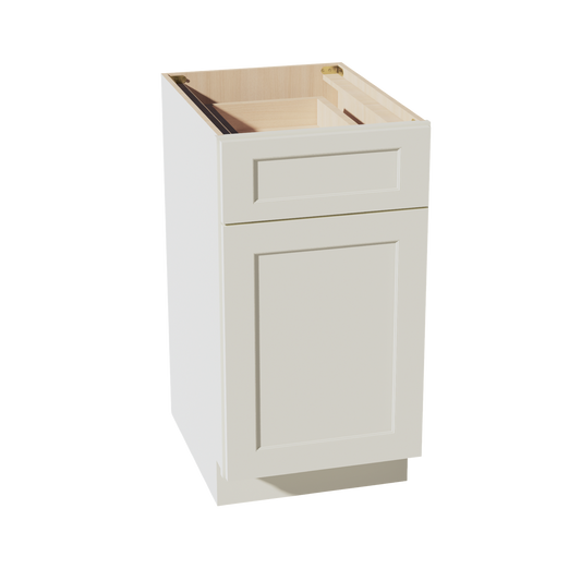 TW-B18TR: Creamy White Shaker 18" 1 Drawer Trash Pull Out Base Cabinet