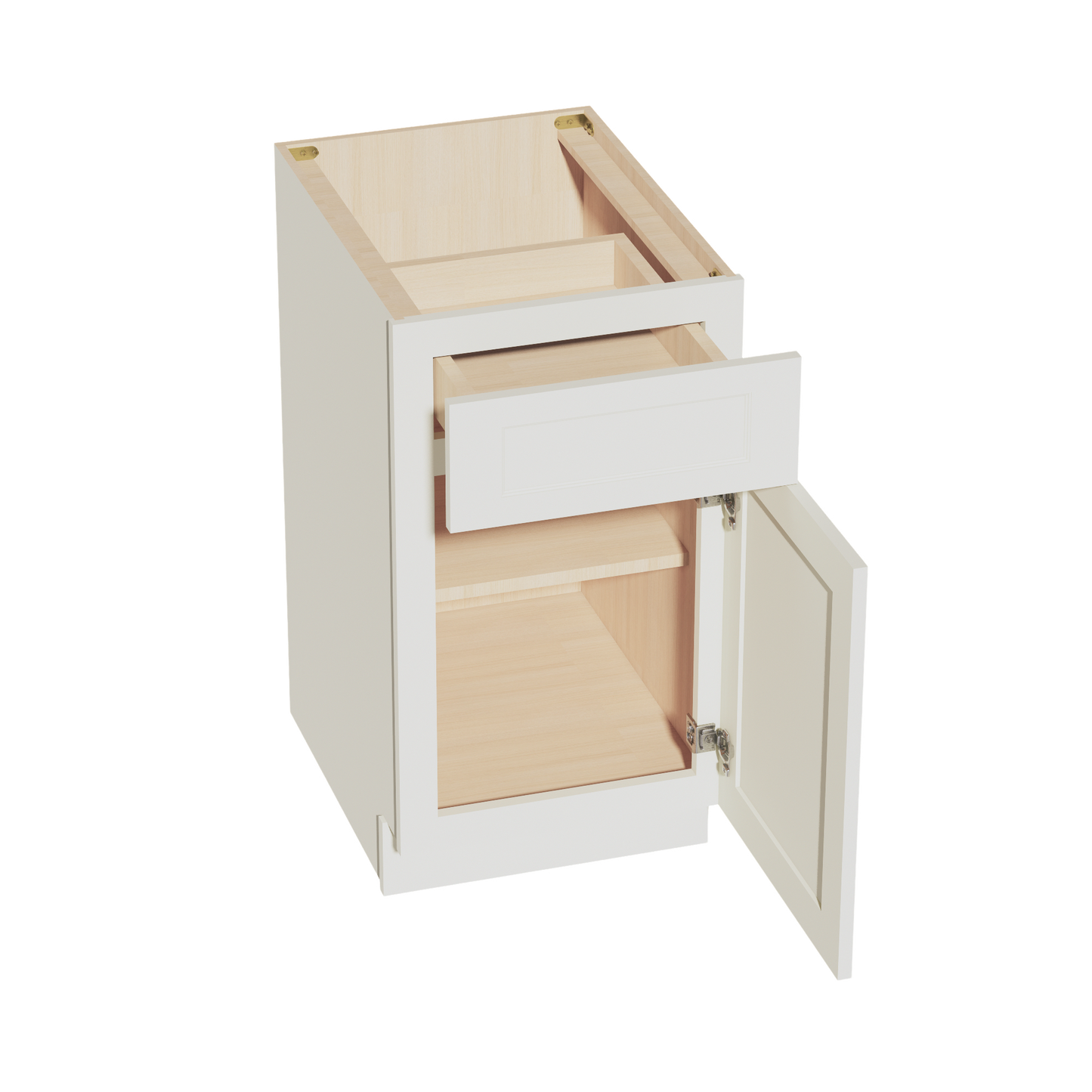 TW-B18: Creamy White Shaker 18" 1 Drawer 1 Door Standard Base Cabinet