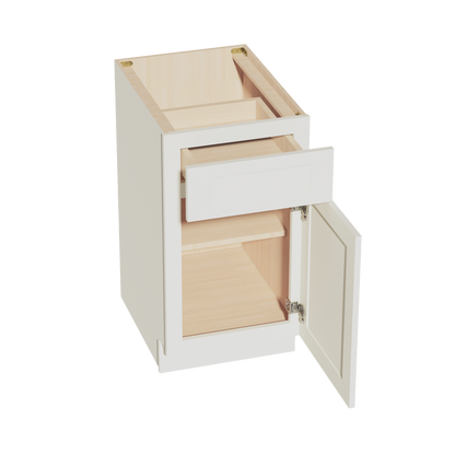 TW-B18: Creamy White Shaker 18" 1 Drawer 1 Door Standard Base Cabinet