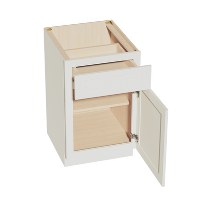 TW-B21: Creamy White Shaker 21" 1 Drawer 1 Door Standard Base Cabinet