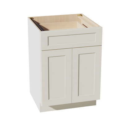 TW-B24: Creamy White Shaker 24" 1 Drawer 2 Doors Standard Base Cabinet