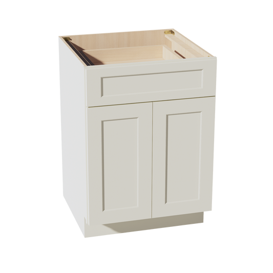 TW-B24: Creamy White Shaker 24" 1 Drawer 2 Doors Standard Base Cabinet