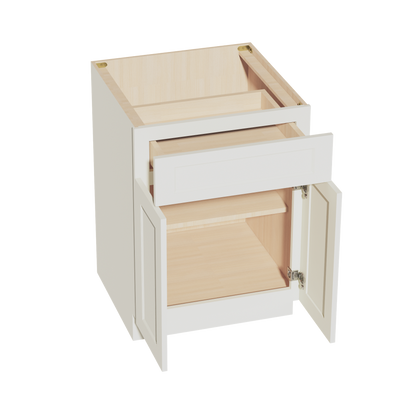 TW-B24: Creamy White Shaker 24" 1 Drawer 2 Doors Standard Base Cabinet