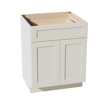 TW-B27: Creamy White Shaker 27" 1 Drawer 2 Doors Standard Base Cabinet