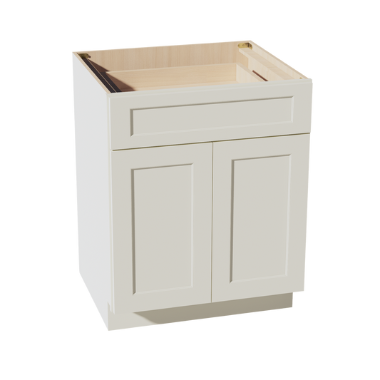 TW-B27: Creamy White Shaker 27" 1 Drawer 2 Doors Standard Base Cabinet