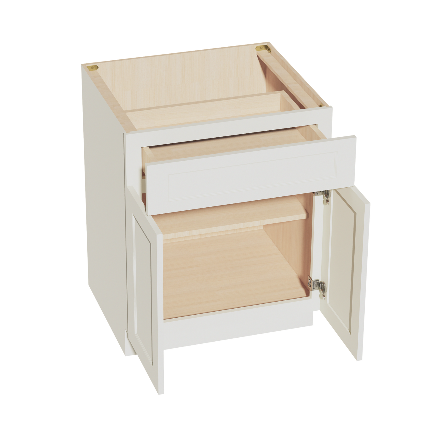 TW-B27: Creamy White Shaker 27" 1 Drawer 2 Doors Standard Base Cabinet