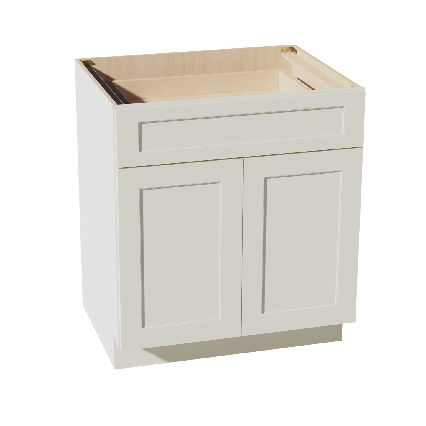 TW-B30: Creamy White Shaker 30" 1 Drawer 2 Door Standard Base Cabinet