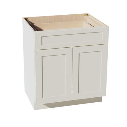 TW-B30: Creamy White Shaker 30" 1 Drawer 2 Door Standard Base Cabinet