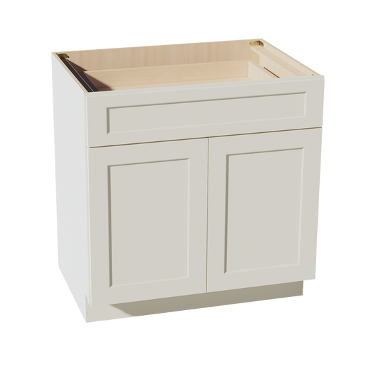 TW-B33: Creamy White Shaker 33" 1 Drawer 2 Doors Standard Base Cabinet