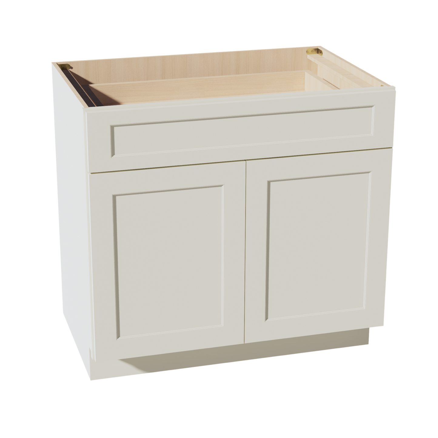 TW-B36: Creamy White Shaker 36" 1 Drawer 2 Doors Standard Base Cabinet