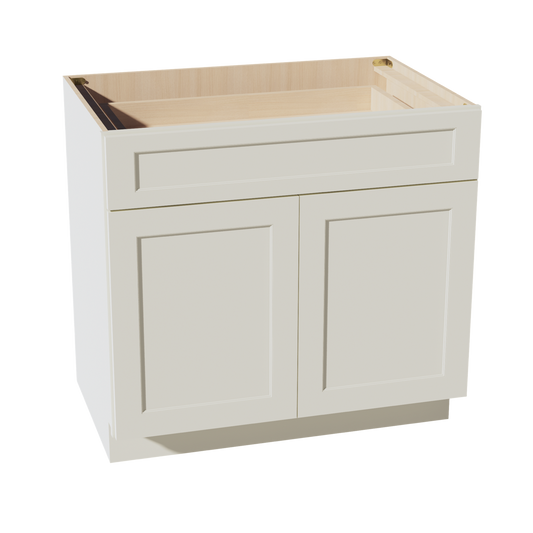 TW-B36: Creamy White Shaker 36" 1 Drawer 2 Doors Standard Base Cabinet