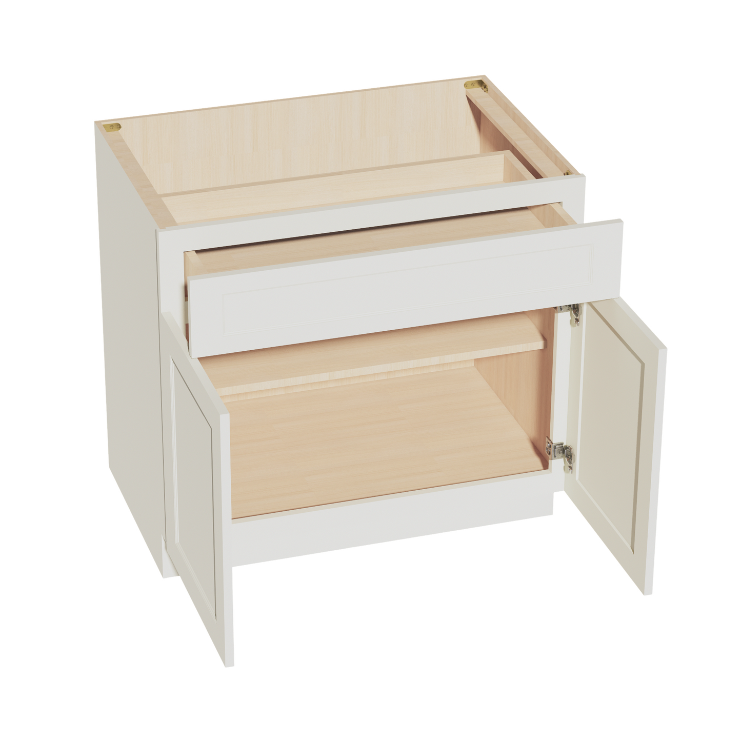 TW-B36: Creamy White Shaker 36" 1 Drawer 2 Doors Standard Base Cabinet